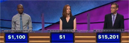 Final Jeopardy (1/1/2018) Henry Ayoola, Lisa McAndrews, Nick Spicher