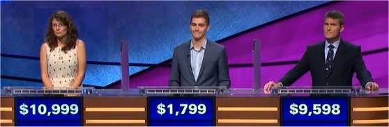 Final Jeopardy (1/24/2018) Rachel Lindgren, Del Scott, Eric Raygor