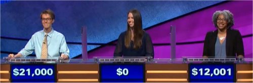 Final Jeopardy (1/30/2018) Ryan Fenster, Emily Lewis, Brandey Chandler