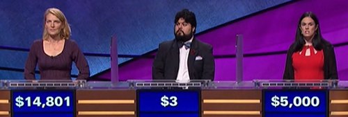 Final Jeopardy (10/25/2017) Nan Bauer, Edgar Castillo, Mary Grace Buckley