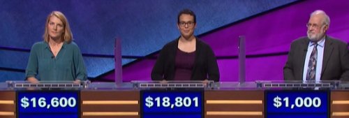 Final Jeopardy (10/26/2017) Nan Bauer, Erica Irving, Phil Kohn