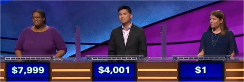 Final Jeopardy (12/12/2017) LaKedra Pam, Ian Shin, Sarah Woodring