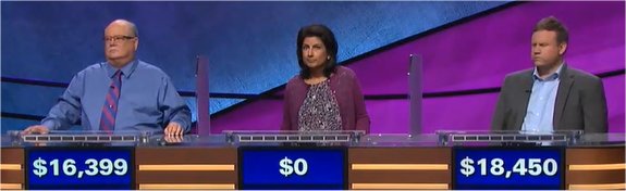 Final Jeopardy (12/28/2017) Kevin Foley, Vaishali Shetty, Travis Rojakovick