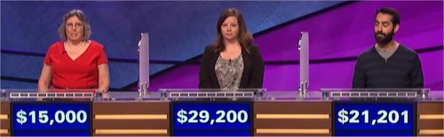 Final Jeopardy (9/19/2017) Angela Ward, Betsy Knudson, Farhad Mahmoudi