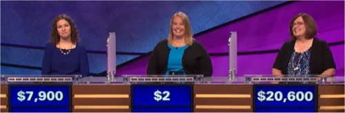 Final Jeopardy (1/12/2017) Zoey Orol, Sarah Labadie, Cheryl Guy