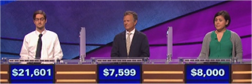 Final Jeopardy (11/30/2016) Justin Bender, Michael Malyszko, Vicki Kelly