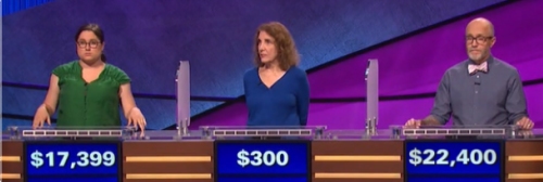 Final Jeopardy (11/4/2016) Rachel Hopkins, Donna Goldberg, Chuck Dunn