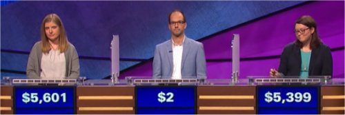 Final Jeopardy (12/27/2016) Stephanie Schlatter, Hallie Boston, Colin Utley