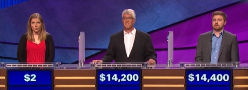 Final Jeopardy (12/28/2016) Stephanie Schlatter, Mike Lamar, Justin Scace