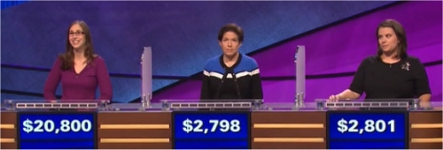 Final Jeopardy (2/1/2017) Lisa Schlitt, Julie Bradlow, Amanda Harvey