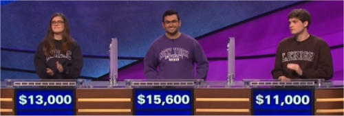 Final Jeopardy (2/16/2017) Allison Holley, Mohan Malhotra, Corey Schmalzle
