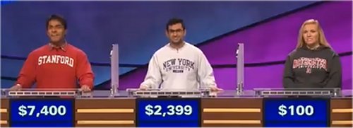 Final Jeopardy (2/21/2017) Viraj Mehta, Mohan Malhotra, Clarissa Santori