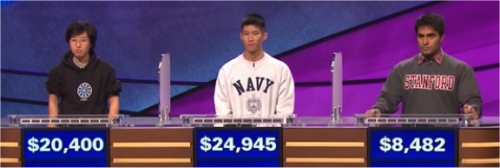 Final Jeopardy (2/23/2017) Lilly Chin, Gary Tse, Viraj Mehta