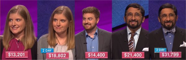 Jeopardy champs Dec 26 - 30, 2016