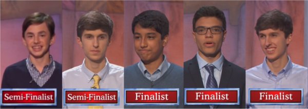 Jeopardy Teen Tournament winners for the week of November 14, 2016
