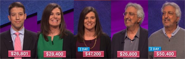 Jeopardy! champs for the week of March 27, 2017
