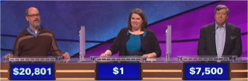 Final Jeopardy Results for Wednesday, March 30, 2016