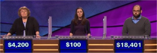 Final Jeopardy (6/16/2017) Debb Johnson, Melanie Glassco, Peter Guekguezian