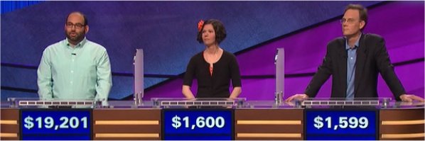 Final Jeopardy (6/20/2017) Peter Guekguezian, Melissa Dean, Chris Nadon