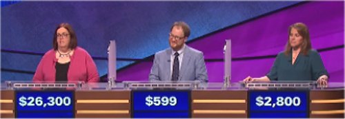 Laurie MacDougall, Will Gilbert and Marjika Howarth on Jeopardy! (June 23, 2016)