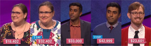 Jeopardy! champs for the week of June 5, 2017