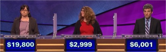 Final Jeopardy (7/19/2017) Deborah Elliott, Nancy Bauer and Keith Fudge
